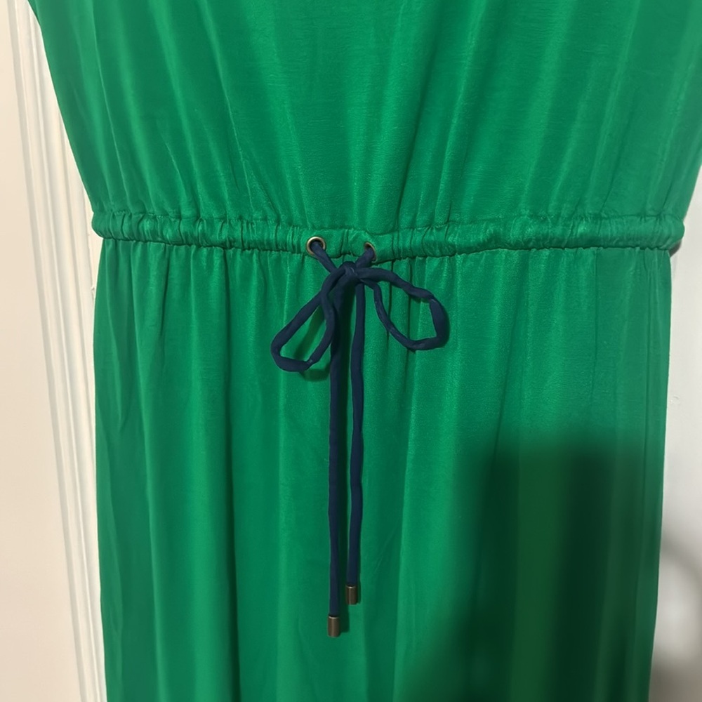 Green & Navy Color Block Maternity Dress w/ Elastic & Drawstring Waist - Small - Picture 5 of 6